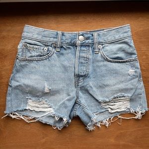 Free People Denim Distressed Jean Shorts